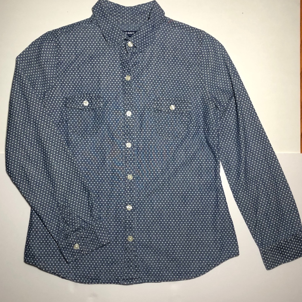 Old Navy bottom down polka dots shirt